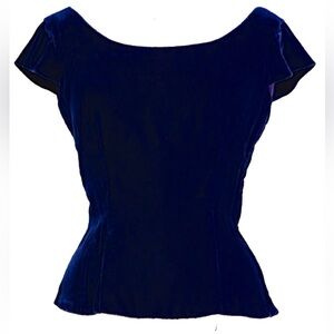 Vintage 1940s–50s Sapphire Blue Velvet Top